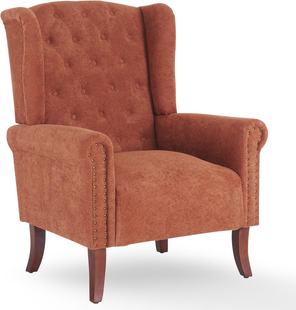 MOJAY Faux Leather Accent Chairs Set of 2, Mid-Century Modern Living Room Chairs Upholstered Club Arm Chair, Single Sofa Chair with Solid Wooden Legs for Bedroom Study Home Office Lounges (Camel) - Grand Goldman