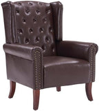 MOJAY Faux Leather Accent Chairs Set of 2, Mid-Century Modern Living Room Chairs Upholstered Club Arm Chair, Single Sofa Chair with Solid Wooden Legs for Bedroom Study Home Office Lounges (Camel) - Grand Goldman