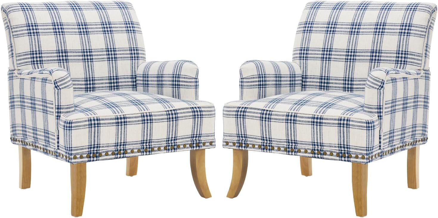 MOJAY Mid-Century PU Leather Accent Chair, Living Room Lounge Sofa Chair with Black Painted Rubber Wood Feet, Single Club Armchair with Rivet Trim for Bedroom Home Reception (Black) - Grand Goldman