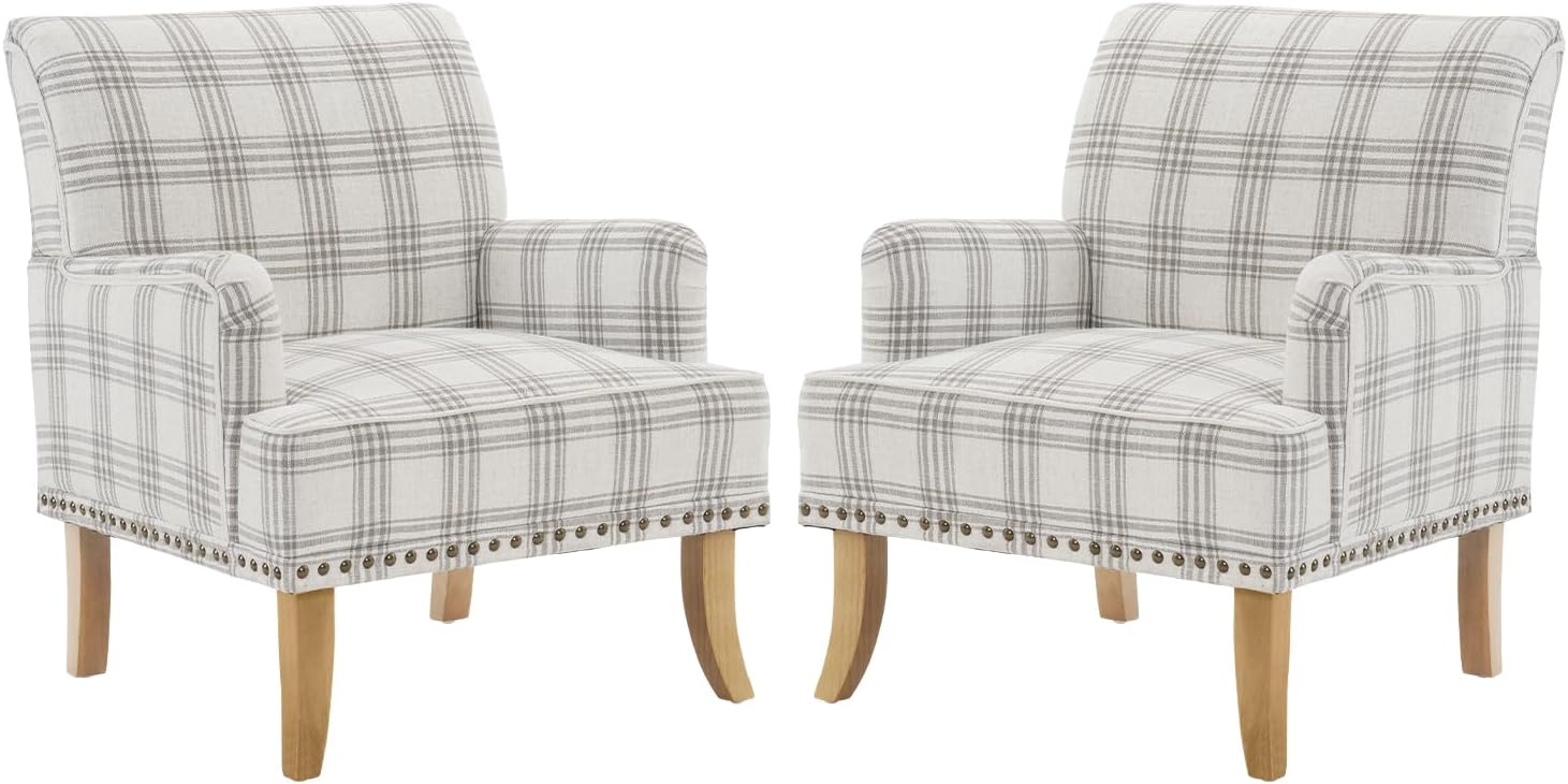 MOJAY Mid-Century PU Leather Accent Chair, Living Room Lounge Sofa Chair with Black Painted Rubber Wood Feet, Single Club Armchair with Rivet Trim for Bedroom Home Reception (Black) - Grand Goldman