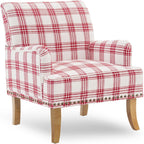 MOJAY Mid-Century PU Leather Accent Chair, Living Room Lounge Sofa Chair with Black Painted Rubber Wood Feet, Single Club Armchair with Rivet Trim for Bedroom Home Reception (Black) - Grand Goldman