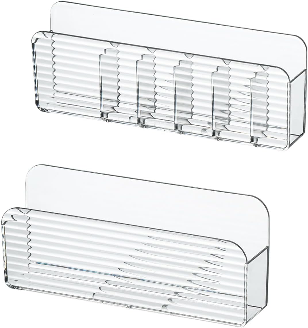 MORNITE 2-Tier Medicine Cabinet Shelves Organizer, Makeup Storage Holder Compartments, Shelf Trays for Bathroom Cabinet Wall, Counter, Vanity, Kitchen - Clear - Grand Goldman