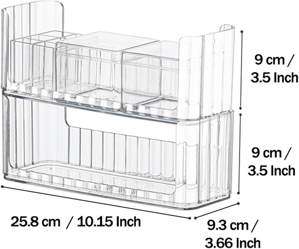 MORNITE 2-Tier Medicine Cabinet Shelves Organizer, Makeup Storage Holder Compartments, Shelf Trays for Bathroom Cabinet Wall, Counter, Vanity, Kitchen - Clear - Grand Goldman