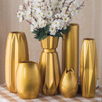 MULLER Golden Ceramic Vase Modern Design European Style Flower Pot Countertop Decoration - Grand Goldman