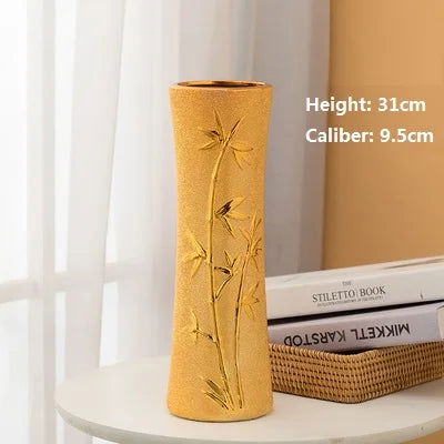 MULLER Luxury Gold-Plated Ceramic Vase European Style Decorative Porcelain Amphora Modern Creative Home Decor Elegant Flower Pot for Wedding and Event Decorations - Grand Goldman