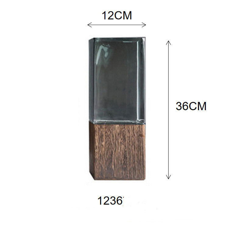 MULLER'S Modern Interlocking Glass Wood Vase Creative Cylindrical Parallepiped Hydroponic Plant For Office Living Room Kitchen Solid Transparent Glass Floral Flower Arrangement Soft Decoration - Grand Goldman