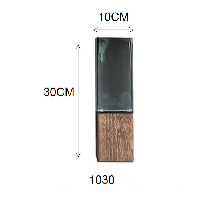 MULLER'S Modern Interlocking Glass Wood Vase Creative Cylindrical Parallepiped Hydroponic Plant For Office Living Room Kitchen Solid Transparent Glass Floral Flower Arrangement Soft Decoration - Grand Goldman