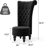 MU Retro High Back Armless Chair, Velvet Royal Furniture Chair, Upholstered Tufted Accent Seat for Living Room, Dressing Room, Bedroom, Black - Grand Goldman