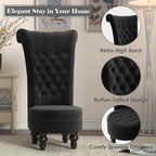 MU Retro High Back Armless Chair, Velvet Royal Furniture Chair, Upholstered Tufted Accent Seat for Living Room, Dressing Room, Bedroom, Black - Grand Goldman