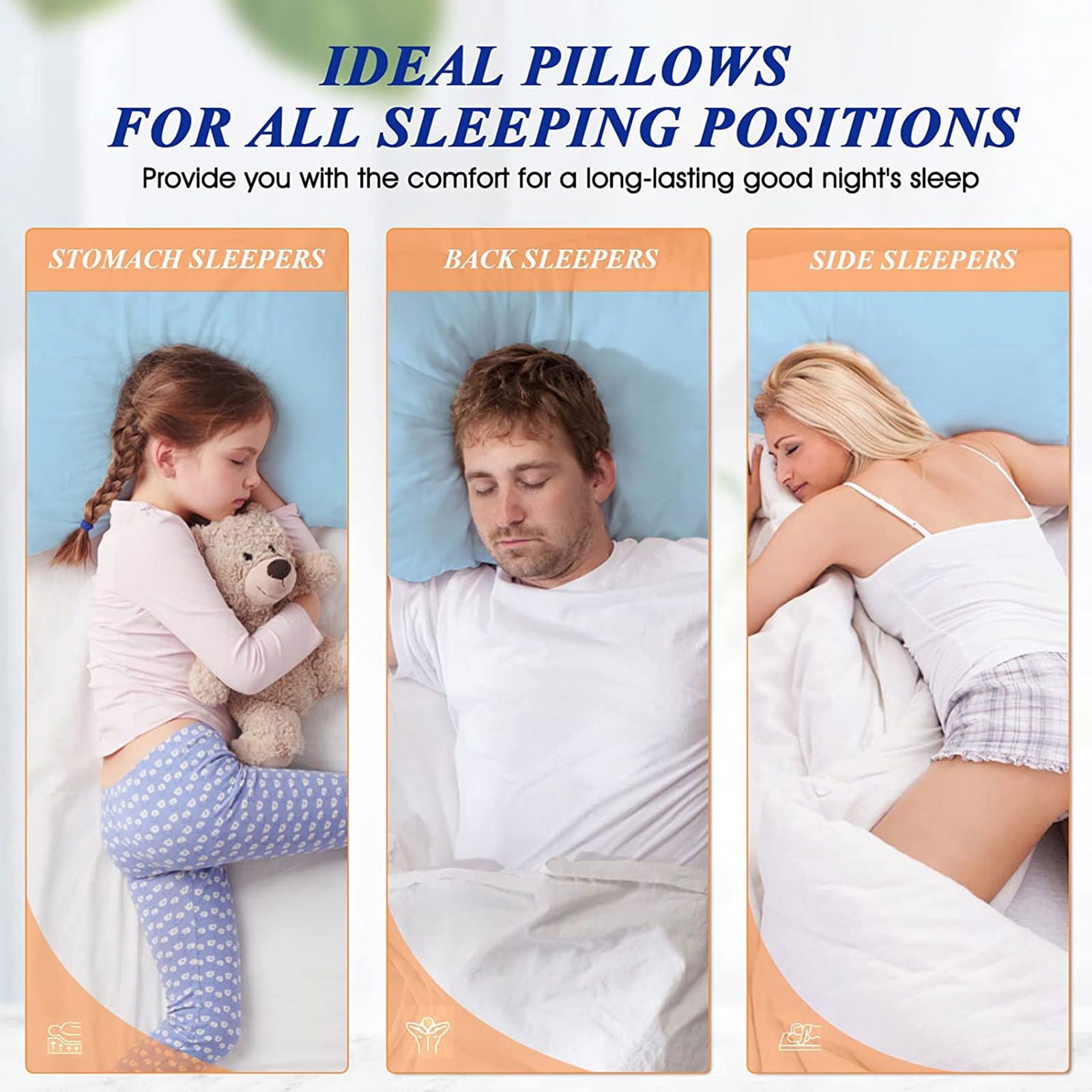 MZOIMZO Bed Pillows for Sleeping- Standard Size, Set of 2, Cooling Hotel Quality with Premium Soft Down Alternative Fill for Back, Stomach or Side Sleepers, 43x66CM - Grand Goldman