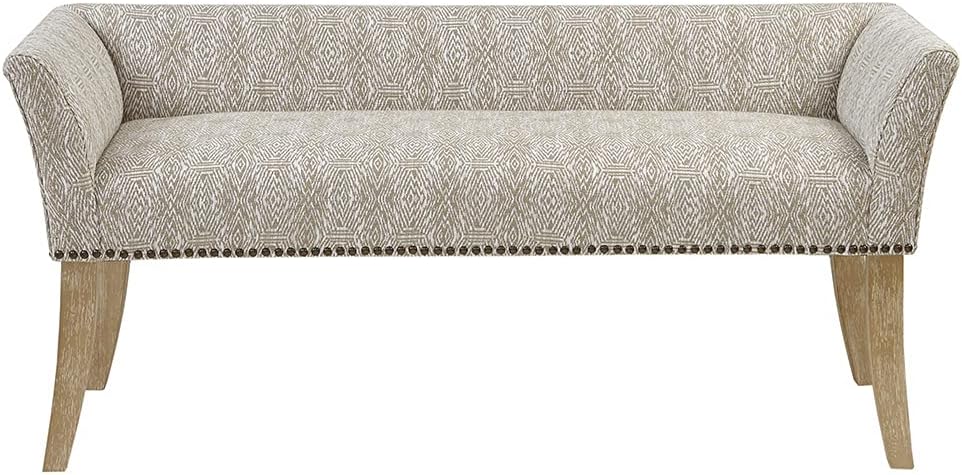 Madison Park Welburn Bedroom Solid Wood Polyester Fabric Seating Modern Style, 49.5"W x 19.25"D x 23"H, Grey - Grand Goldman