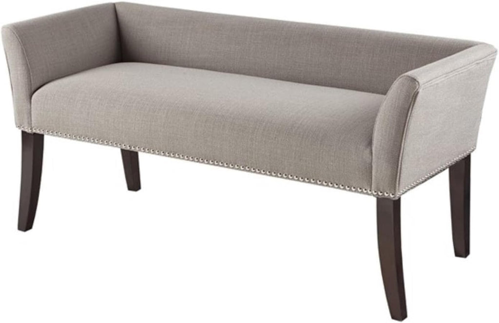 Madison Park Welburn Bedroom Solid Wood Polyester Fabric Seating Modern Style, 49.5"W x 19.25"D x 23"H, Grey - Grand Goldman