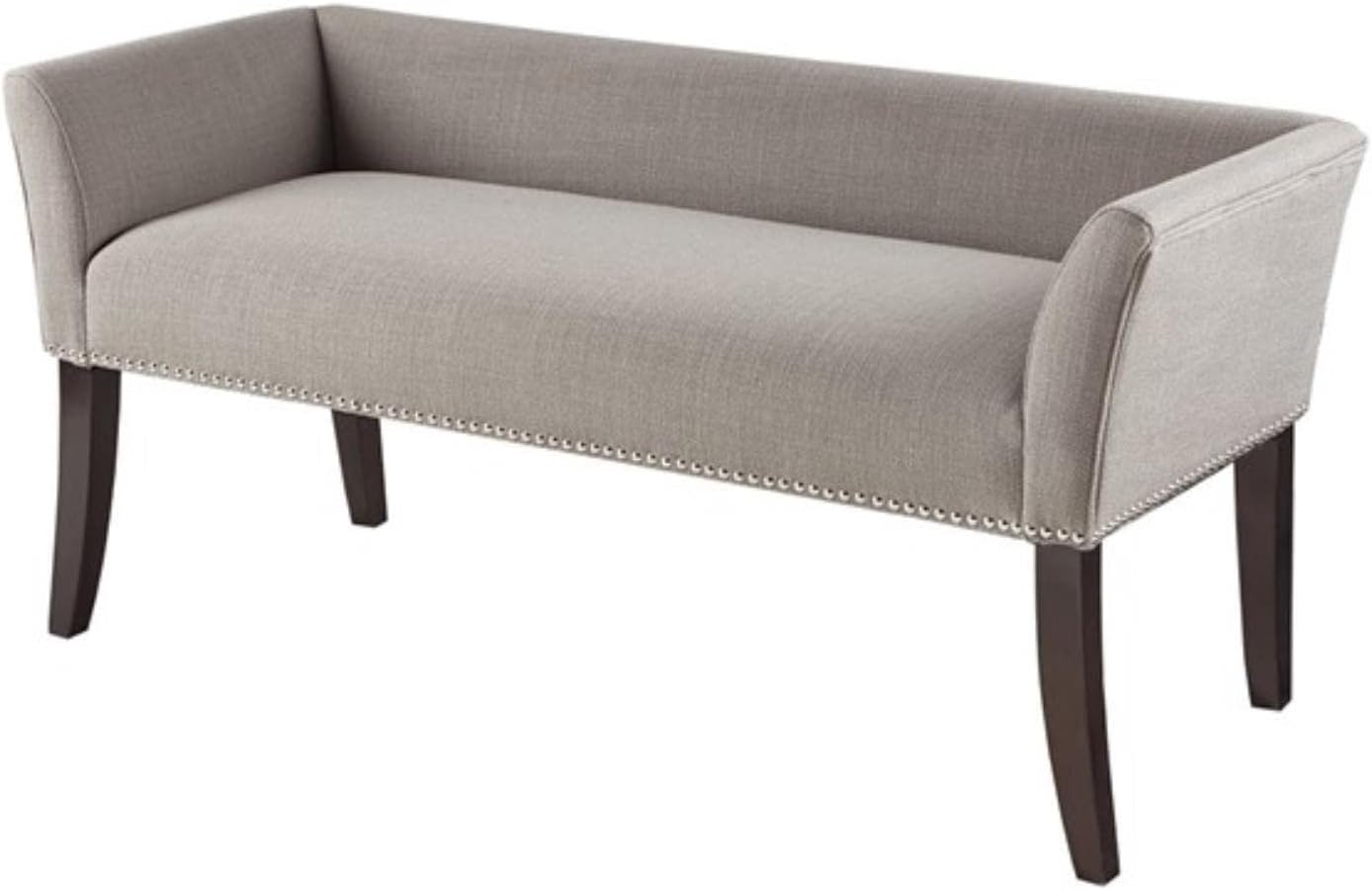Madison Park Welburn Bedroom Solid Wood Polyester Fabric Seating Modern Style, 49.5"W x 19.25"D x 23"H, Grey - Grand Goldman
