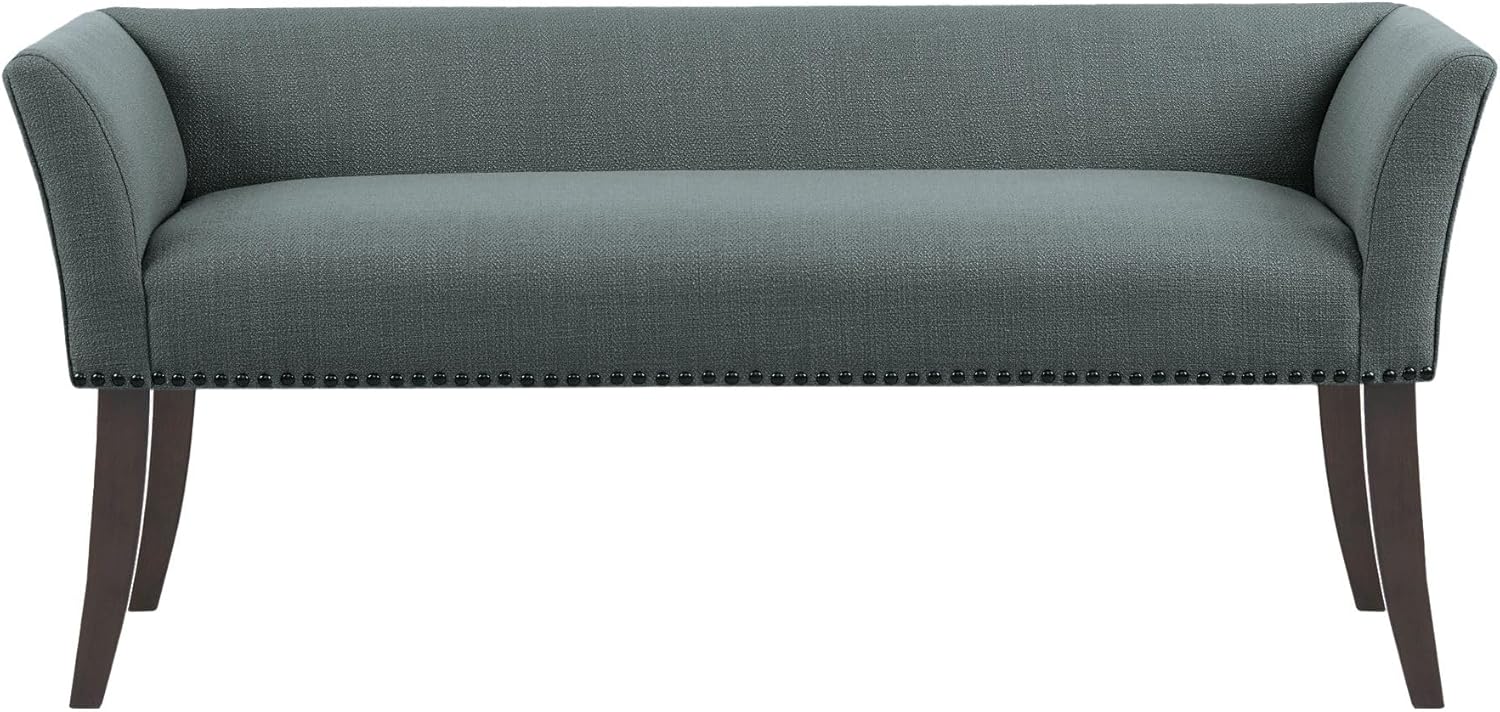Madison Park Welburn Bedroom Solid Wood Polyester Fabric Seating Modern Style, 49.5"W x 19.25"D x 23"H, Grey - Grand Goldman