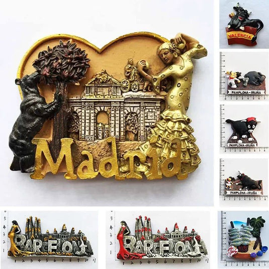 Madrid Barcelona fridge magnets Spain Tourist Souvenirs Flamenco Dance Girl Pamplona Valencia Magnets for Refrigerators Decor - Grand Goldman