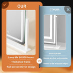 Makeup Vanity Mirror with Lights 15.2" Large LED Lighted Mirror, Hollywood Make Up Mirror with Lighting for Bedroom Tabletop, Smart Touch,Detachable 10X Magnification 360° Rotation, (White) - Grand Goldman