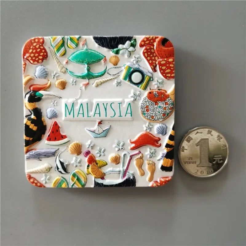 Malaysian Lumpur Fridge Magnet Souvenirs for The House Decoration Landmark Twin Towers Sabah Borneo 3d Refrigerator Stickers - Grand Goldman