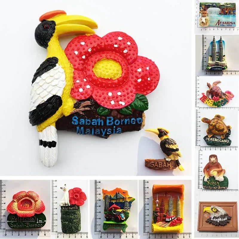 Malaysian Lumpur Fridge Magnet Souvenirs for The House Decoration Landmark Twin Towers Sabah Borneo 3d Refrigerator Stickers - Grand Goldman