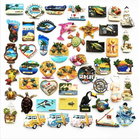 Maldives Tourism Souvenir Fridge Magnets Cute Turtle Crafts Resin Magnetic Refrigerator Magnets Collection Gifts for Family - Grand Goldman