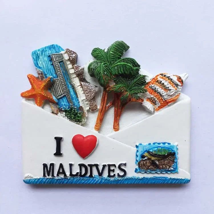 Maldives fridge magnets tourist souvenir 3D resin Magnetic Refrigerator Stickers  Hand Gifts home decor travel gifts idea - Grand Goldman