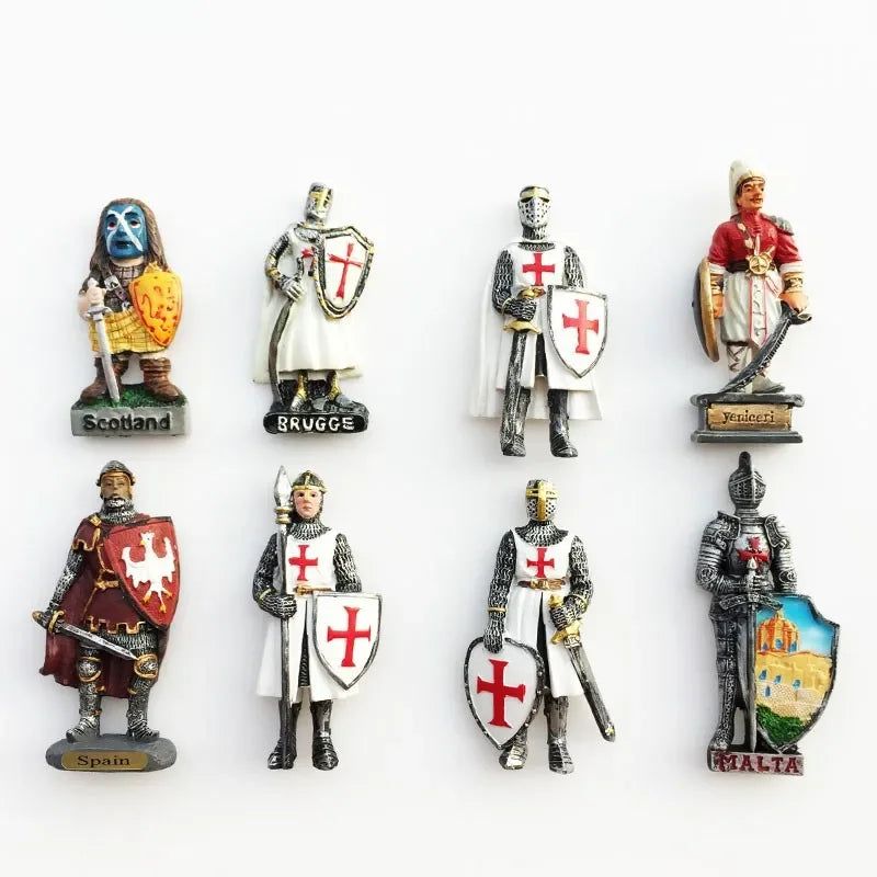 Malta Fridge Magnets Spain Scotland Warrior Portrait Magnet for Refrigerators 3d Resin Brugge Samurai Gift Ideas Decor Souvenir - Grand Goldman