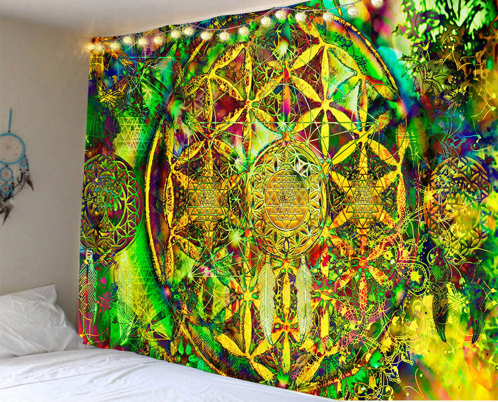 Mandala Series Printed Home Tapestry Wall Hanging Beach Towel Sitting Blanket - Grand Goldman