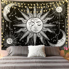 Mandala Tapestry for Home Decor White Black Sun And Moon Tapestry Wall Hanging Gossip Tapestries Bedroom Wall Covering - Grand Goldman