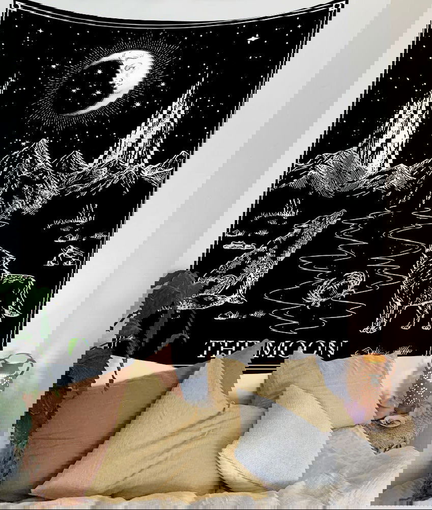 Mandala Tapestry for Home Decor White Black Sun And Moon Tapestry Wall Hanging Gossip Tapestries Bedroom Wall Covering - Grand Goldman