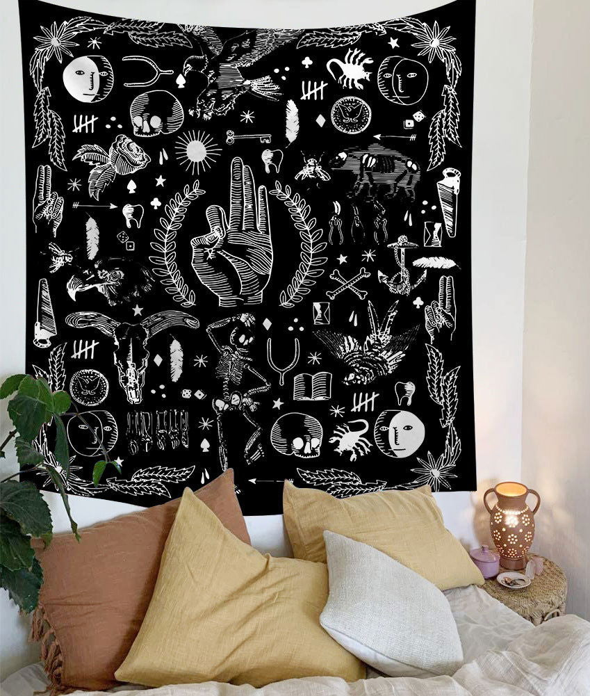 Mandala Tapestry for Home Decor White Black Sun And Moon Tapestry Wall Hanging Gossip Tapestries Bedroom Wall Covering - Grand Goldman