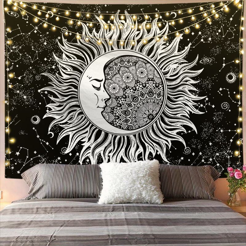 Mandala Tapestry for Home Decor White Black Sun And Moon Tapestry Wall Hanging Gossip Tapestries Bedroom Wall Covering - Grand Goldman