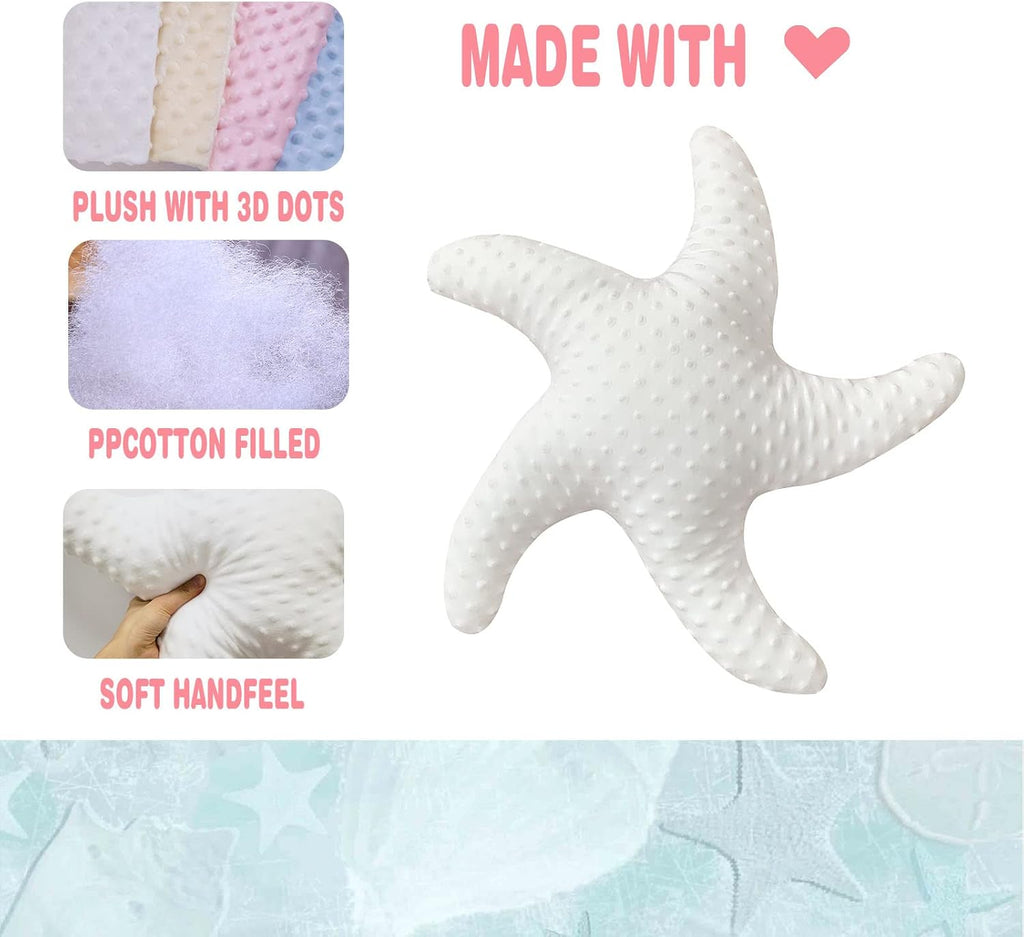 Marble Empire White Starfish Pillow Beach Themed Decorative Throw Pillows Soft Ocean Bedding Coastal Decor for Home Cute Star Shaped Stuffed Animal Plush for Small Couch Bed Bedroom Living Room - Grand Goldman