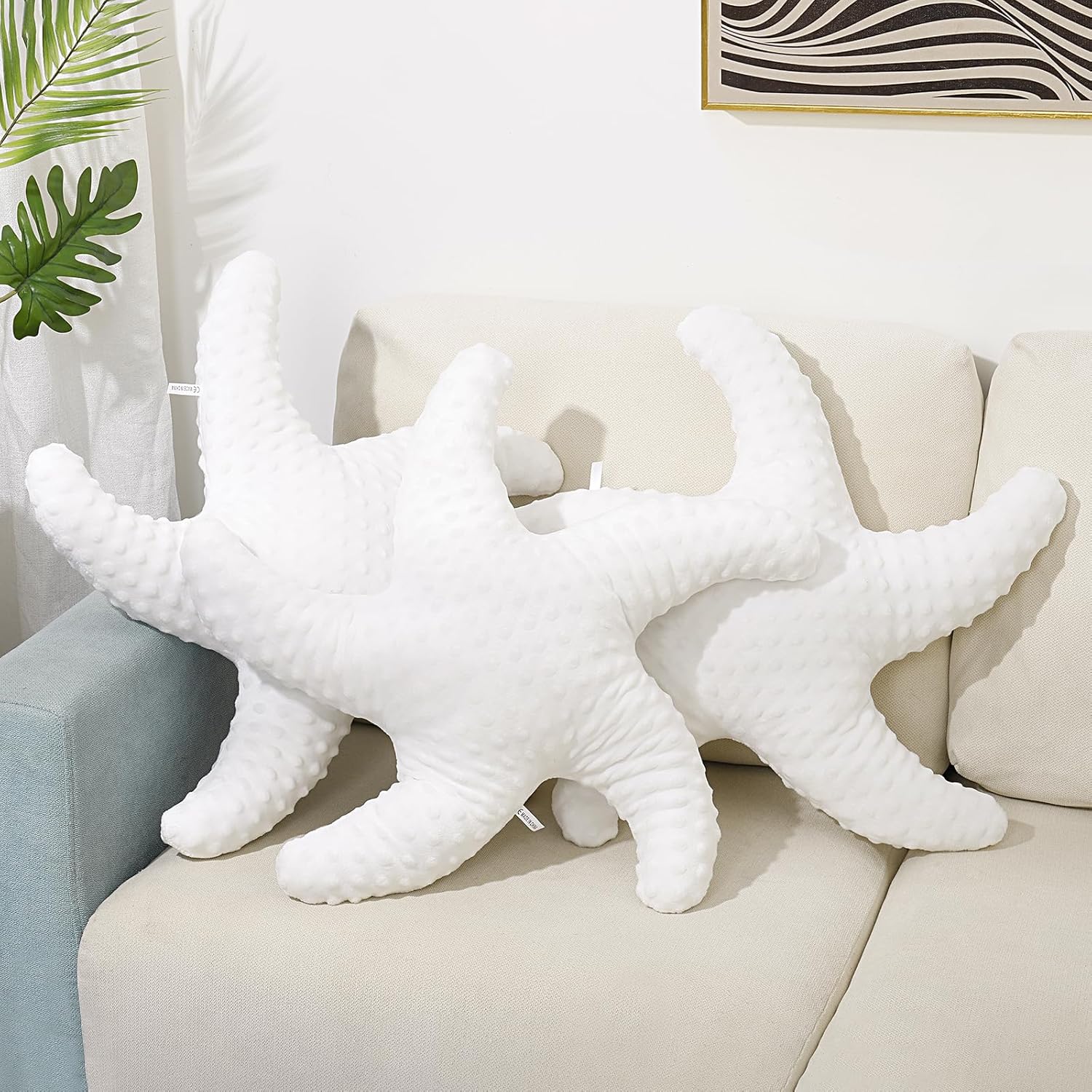 Marble Empire White Starfish Pillow Beach Themed Decorative Throw Pillows Soft Ocean Bedding Coastal Decor for Home Cute Star Shaped Stuffed Animal Plush for Small Couch Bed Bedroom Living Room - Grand Goldman