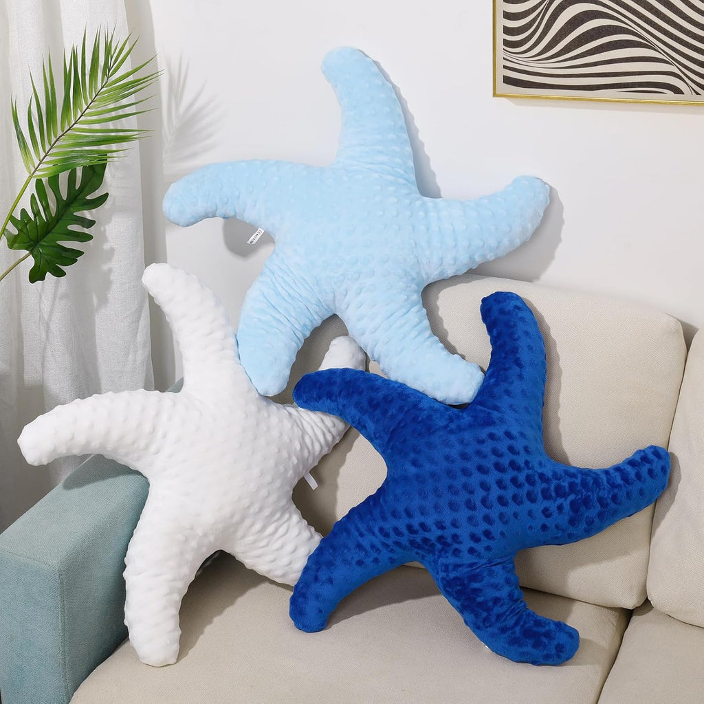 Marble Empire White Starfish Pillow Beach Themed Decorative Throw Pillows Soft Ocean Bedding Coastal Decor for Home Cute Star Shaped Stuffed Animal Plush for Small Couch Bed Bedroom Living Room - Grand Goldman