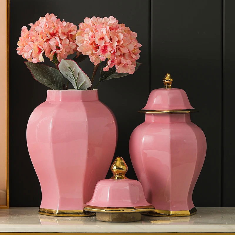 Marble General Jar Porcelain Ginger Jar Sealed Storage Tank Flower Vase Artwork Decorations Home Furnishing Decoration - Grand Goldman