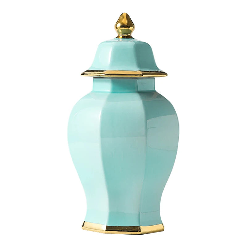 Marble General Jar Porcelain Ginger Jar Sealed Storage Tank Flower Vase Artwork Decorations Home Furnishing Decoration - Grand Goldman