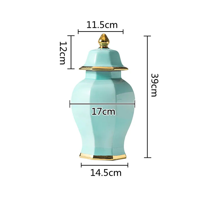 Marble General Jar Porcelain Ginger Jar Sealed Storage Tank Flower Vase Artwork Decorations Home Furnishing Decoration - Grand Goldman
