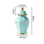 Marble General Jar Porcelain Ginger Jar Sealed Storage Tank Flower Vase Artwork Decorations Home Furnishing Decoration - Grand Goldman
