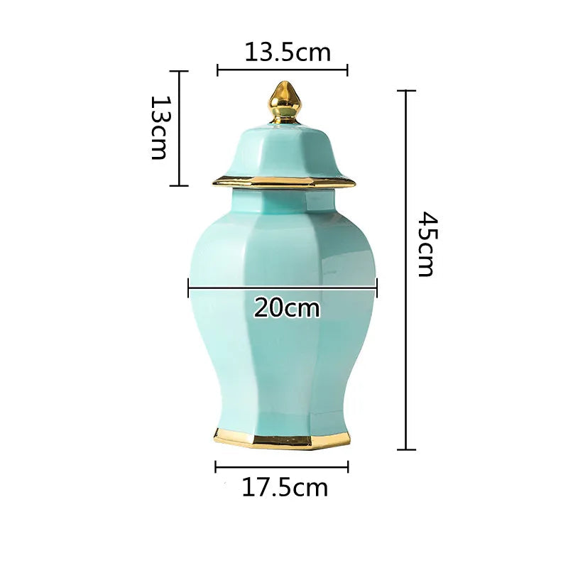 Marble General Jar Porcelain Ginger Jar Sealed Storage Tank Flower Vase Artwork Decorations Home Furnishing Decoration - Grand Goldman