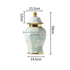 Marble General Jar Porcelain Ginger Jar Sealed Storage Tank Flower Vase Artwork Decorations Home Furnishing Decoration - Grand Goldman