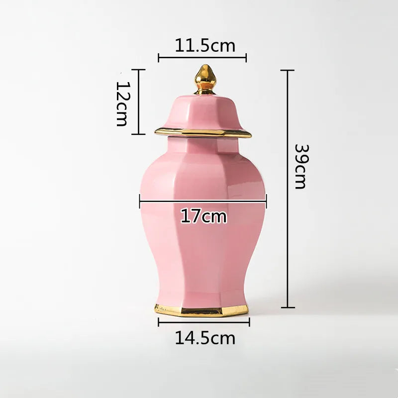 Marble General Jar Porcelain Ginger Jar Sealed Storage Tank Flower Vase Artwork Decorations Home Furnishing Decoration - Grand Goldman