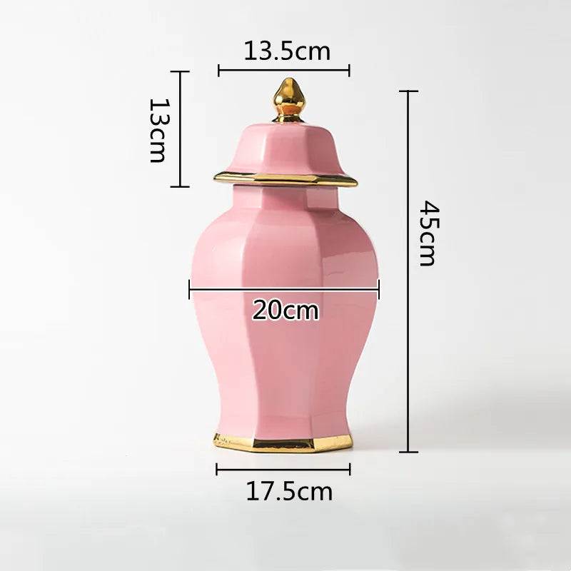 Marble General Jar Porcelain Ginger Jar Sealed Storage Tank Flower Vase Artwork Decorations Home Furnishing Decoration - Grand Goldman