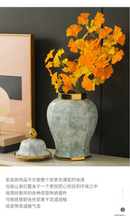 Marble General Jar Porcelain Ginger Jar Sealed Storage Tank Flower Vase Artwork Decorations Home Furnishing Decoration - Grand Goldman
