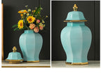 Marble General Jar Porcelain Ginger Jar Sealed Storage Tank Flower Vase Artwork Decorations Home Furnishing Decoration - Grand Goldman