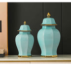 Marble General Jar Porcelain Ginger Jar Sealed Storage Tank Flower Vase Artwork Decorations Home Furnishing Decoration - Grand Goldman