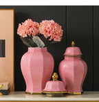 Marble General Jar Porcelain Ginger Jar Sealed Storage Tank Flower Vase Artwork Decorations Home Furnishing Decoration - Grand Goldman