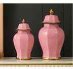 Marble General Jar Porcelain Ginger Jar Sealed Storage Tank Flower Vase Artwork Decorations Home Furnishing Decoration - Grand Goldman