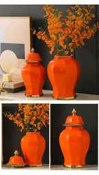Marble General Jar Porcelain Ginger Jar Sealed Storage Tank Flower Vase Artwork Decorations Home Furnishing Decoration - Grand Goldman