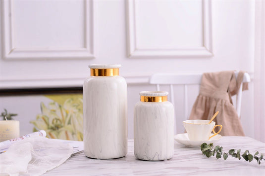 Marbling Golden Ceramic Vase Flower Home Decorative Crafts Home Ornament - Grand Goldman