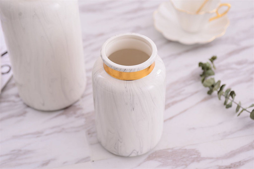 Marbling Golden Ceramic Vase Flower Home Decorative Crafts Home Ornament - Grand Goldman