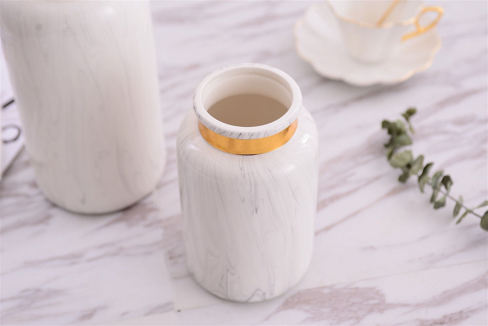 Marbling Golden Ceramic Vase Flower Home Decorative Crafts Home Ornament - Grand Goldman